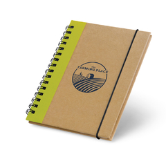 Caderno A6 em cartão com capa dura e 60 folhas não pautadas de papel reciclado personalizado. - comprar online