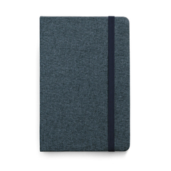 Caderno personalizado tipo moleskine A5 com capa dura forrada em tecido poliéster - Mkt Brindes 