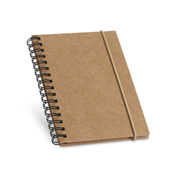 Caderno personalizado de bolso espiral com 60 folhas pautadas de papel reciclado e capa dura