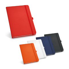 Caderno capa dura em couro sintetico e personalizada formato B6