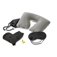 Kit de viagem personalizado, composto por almofada de pescoço, máscara para dormir, tampões para ouvidos