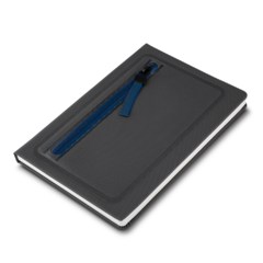 Caderno de anotações capa dura e personalizado e com porta objetos na capa - Mkt Brindes 