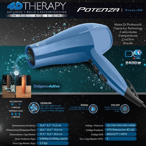 Secador de Pelo GAMA 4D Therapy Potenza 2400w - SIGLOXX