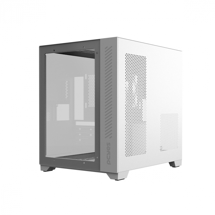 Gabinete Gamer Pcyes Forcefield White Ghost Sem Fan Led Micro Atx E