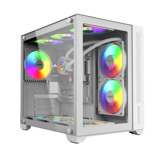 Gabinete Gamer Pcyes Forcefield White Ghost Sem Fan Led Micro Atx E