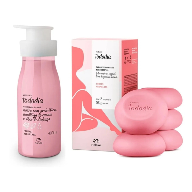 Kit / Combo Natura TodoDia Frutas Vermelhas - Hidratante Corporal + Caixa  de Sabonetes