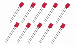LED retangular vermelho 5mm x 10 unidades