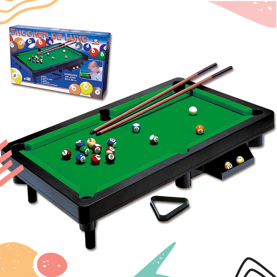 Brinquedo Mesa de Sinuca Clássica 55x32cm Snooker Kit