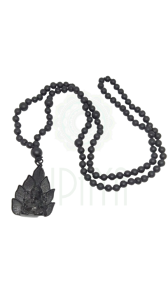 Japa mala ónix mate con símbolos sagrados - Upaya Joyería holística