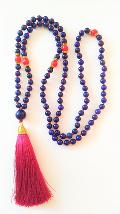 Japa mala lapislázuli con coral - comprar en línea