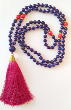 Japa mala lapislázuli con coral - Upaya Joyería holística