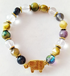 Imagen de Pulsera Elefante papiroflex con ojo de tigre negro