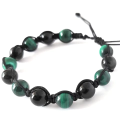 Pulsera de obsidiana arcoiris y malaquita - tienda en línea