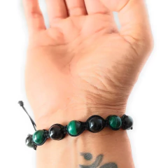Pulsera de obsidiana arcoiris y malaquita