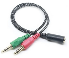 Adaptador 1 mini plug hembra a 2 mini plug macho a mallado Skyway