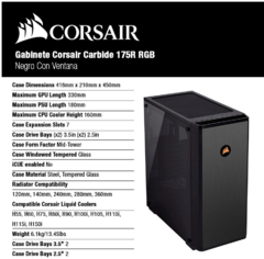 Gabinete Corsair Carbide 175R RGB Negro Con Ventana - comprar online