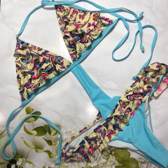 BK1029-Trikini estampado de flores