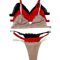 CJO196-Bralette de algodón con encaje