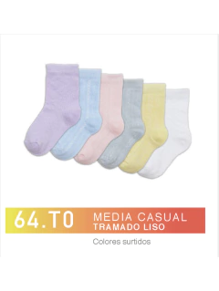 FL64T0-Media casual Tramado Liso Colores Surtidos niños-as