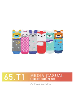 FL65T1-Media casual COLECCIÓN 3D. Colores surtidos niños-as