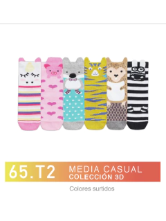 FL65T2-Media casual COLECCIÓN 3D. Colores surtidos niños-as