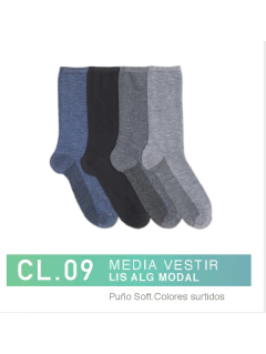 FLCL09-Media Vestir Lisa Algodon-Modal Puño Soft Colores Surtidos