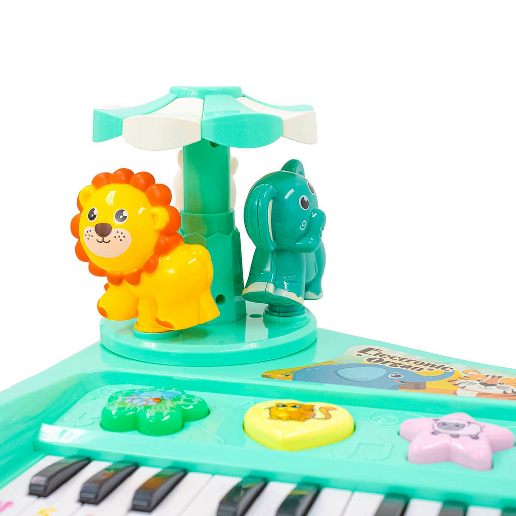Teclado Piano Musical Brinquedo Infantil Divertido Som Luzes Carrossel