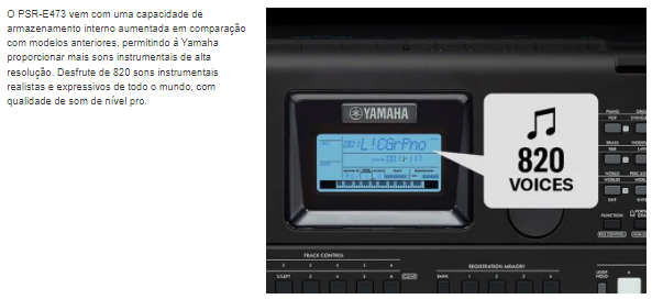 Teclado Yamaha PSR-E473 Arranjador 61 Teclas Sensitivas 820 sons