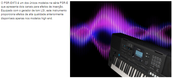 Teclado Yamaha PSR-E473 Arranjador 61 Teclas Sensitivas 820 sons