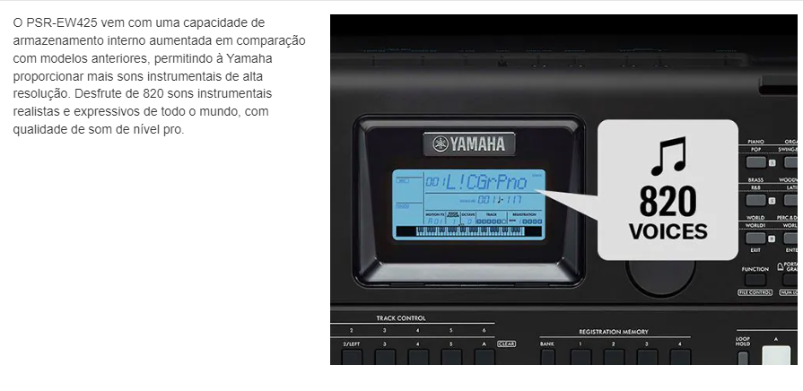 Teclado Yamaha PSR-EW425 76 Teclas