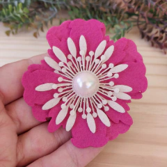 Flor Única com Pérola G - Púrpura