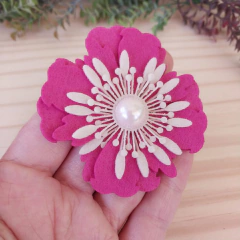 Flor Única com Pérola G - Púrpura - Murilice
