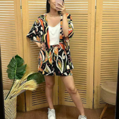 Conjunto Kimono e short viscose estampado tecido 100% viscose - comprar online