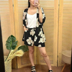 Conjunto Kimono e short viscose estampado tecido 100% viscose na internet
