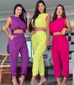 conjunto feminino cropped e calça, conjunto feminino