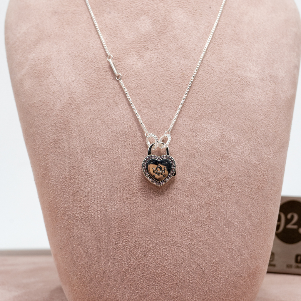 Collar Candado En Forma De Corazón Pandora - 925