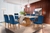 Mesa Alvorada Imbuia com 6 Cadeiras Athenas Azul