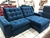 Sofá Retrátil Reclinável Atenas 2.10m Veludo Azul 800 D33 Soft Molas Ensacadas