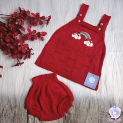 Vestido e Tapa Fraldas Arco-Íris - Vermelho