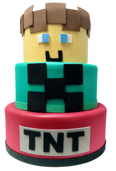 Bolo Fake Falso Para Festa No Tema Minecraft 10 em Promoção na