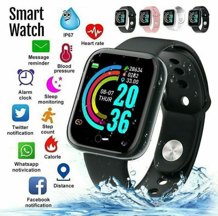 SmartWatch F8 - Pulseira Relógio Inteligente - Rosa e Azul