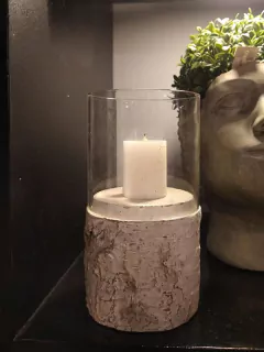 Porta vela ceramica y vidrio
