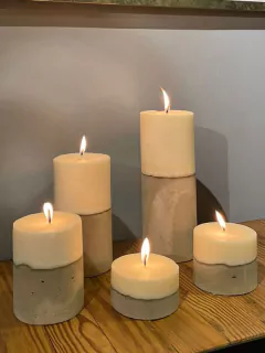 Vela grande base cemento gris