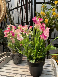 Flor de guisantes purpura con maceta
