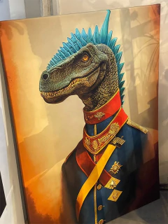 Cuadro Lagarto Cresta Celeste Traje Azul