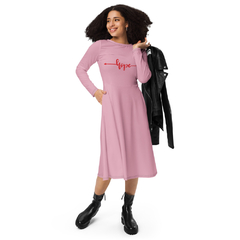 Vestido PinkHope midi con manga larga all over