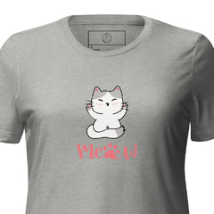 Camiseta suelta Meow de manga corta triblend para mujer - Moda Peque