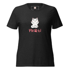 Camiseta suelta Meow de manga corta triblend para mujer