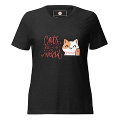 Camiseta suelta RuleMeow de manga corta triblend para mujer