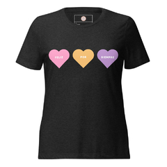 Camiseta suelta Heart de manga corta triblend para mujer